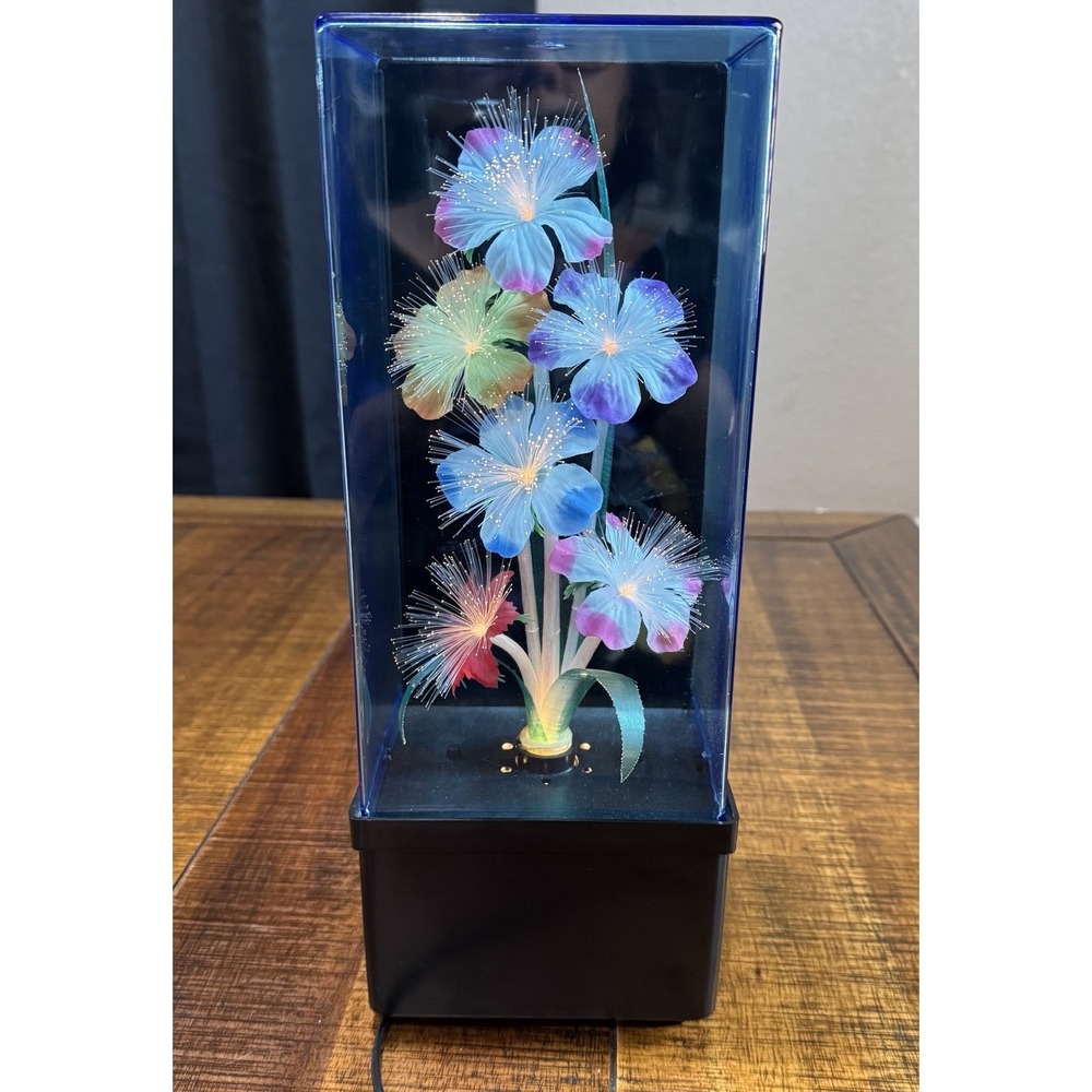 Vtg Fiber Optic 14" Flower Light Lamp with Built-in Music Box *Works & Plays*